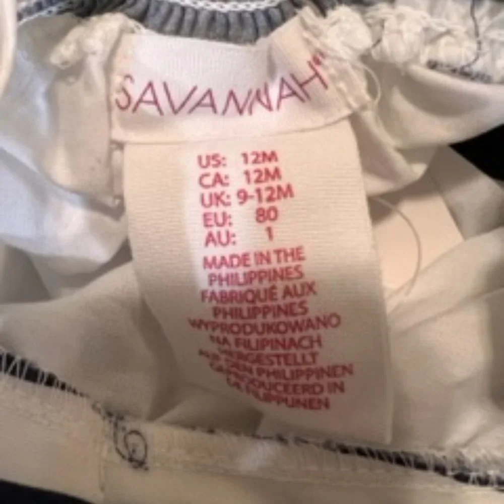 Savannah 2 pieces shorts and halter top 12 months blue and white NWT
